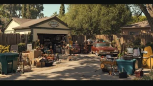 nadventr hyperrealistic show a busy garage sale in a suburban c 511490c9 5984 40fc a656 d36d84ec5e64