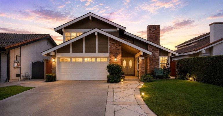 24001 Lindley Drive Mission Viejo CA home exterior at dusk
